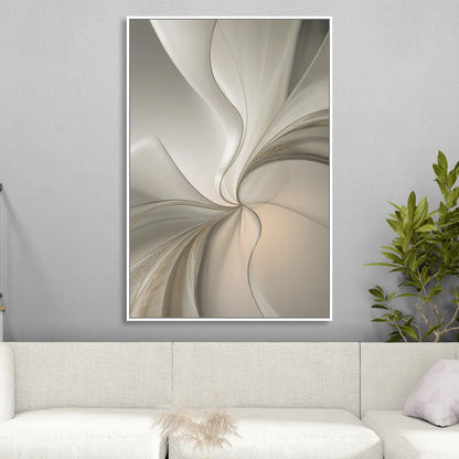 Serene Elegance in White Abstract Living Room - White Canvas Wall Art