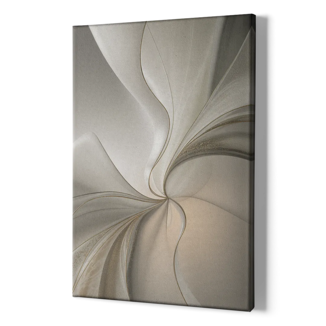 Serene Elegance in White Abstract - Canvas Print Art Sides