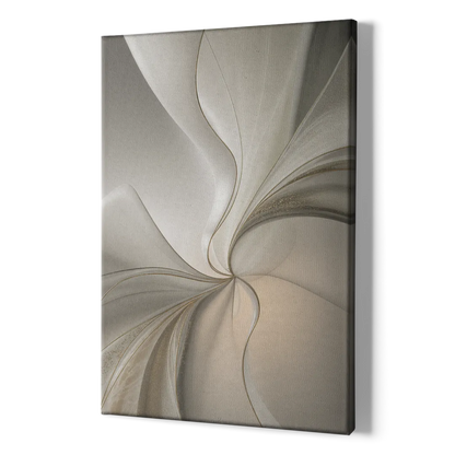 Serene Elegance in White Abstract - Canvas Print Art Sides
