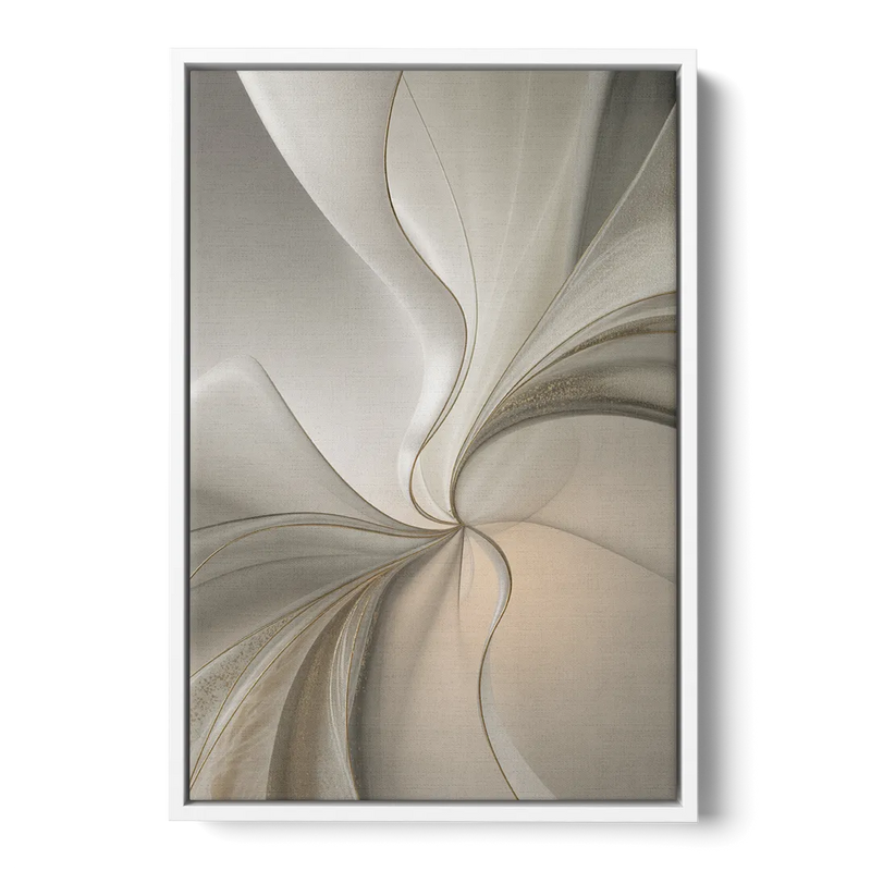 Serene Elegance in White Abstract Front - White Canvas Wall Art