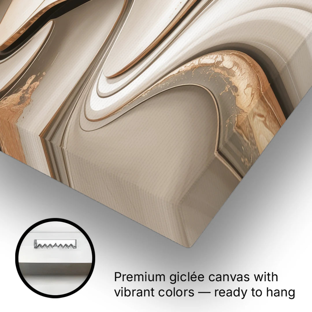 Serene Flow Beige Abstract - Canvas Wall Art - Gallery Wrap Corner