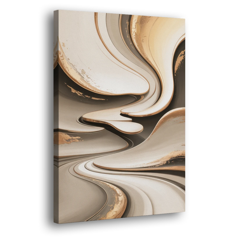 Serene Flow Beige Abstract - Canvas Wall Art - Side