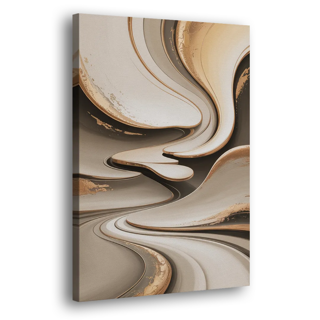 Serene Flow Beige Abstract Side - Canvas Wall Art