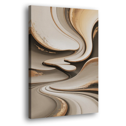 Serene Flow Beige Abstract Side - Canvas Wall Art