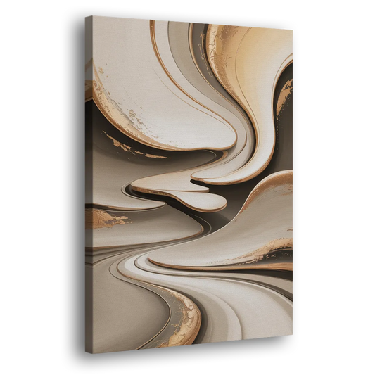 Serene Flow Beige Abstract Side - Canvas Wall Art