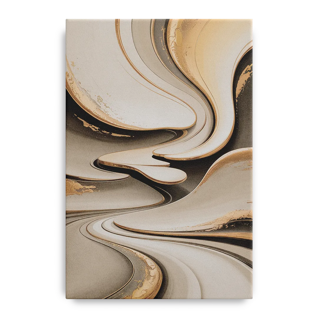 Serene Flow Beige Abstract Front - Canvas Wall Art