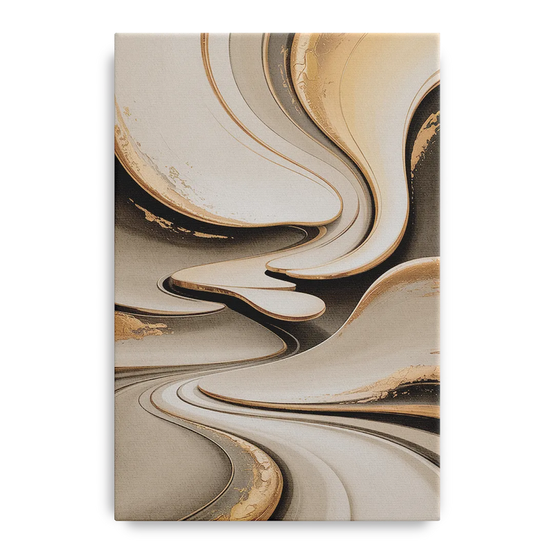 Serene Flow Beige Abstract Front - Canvas Wall Art