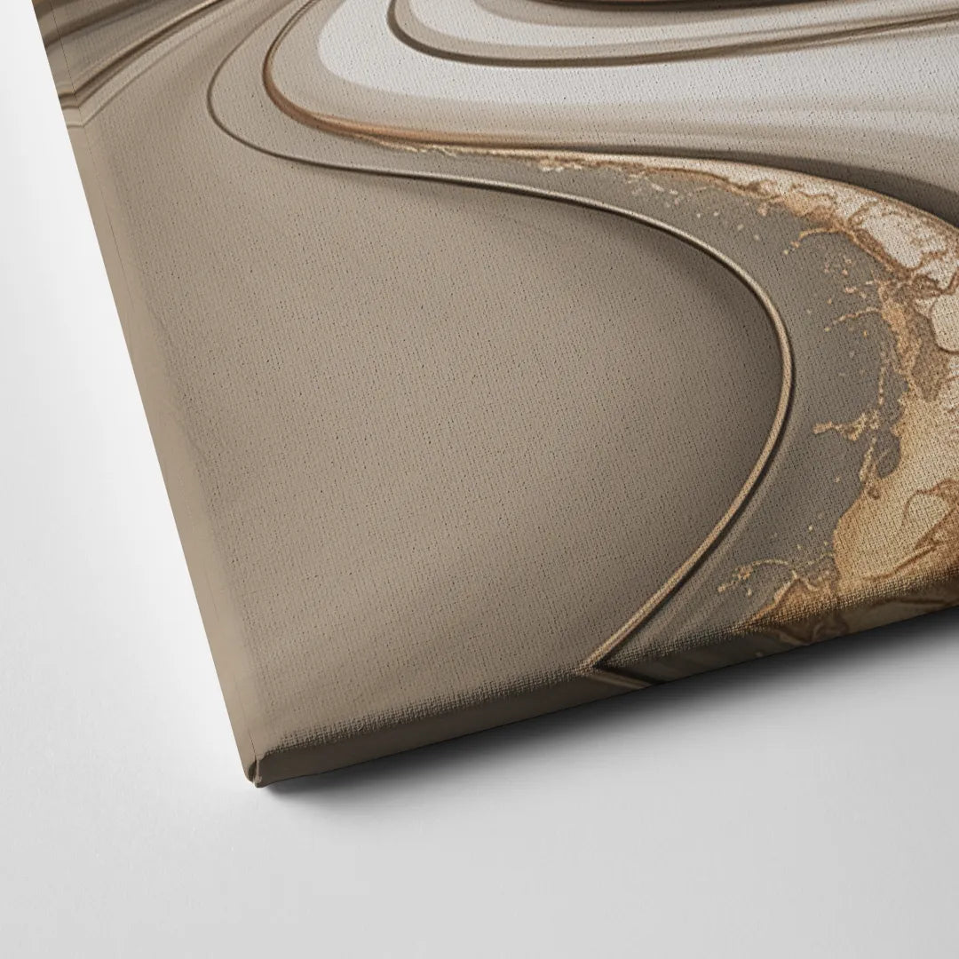 Serene Flow Beige Abstract Canvas Close Up