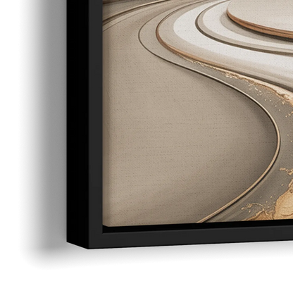 Serene Flow Beige Abstract - Close-Up Black Frame Canvas