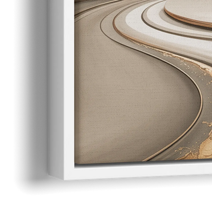 Serene Flow Beige Abstract - Close-Up White Frame Canvas