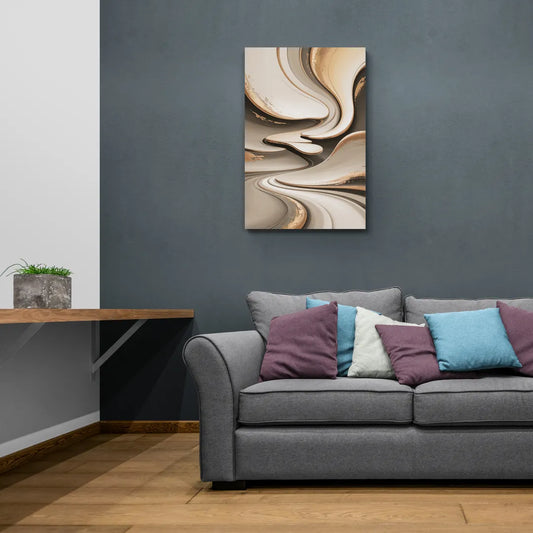 Serene Flow Beige Abstract - Canvas Wall Art Living Room