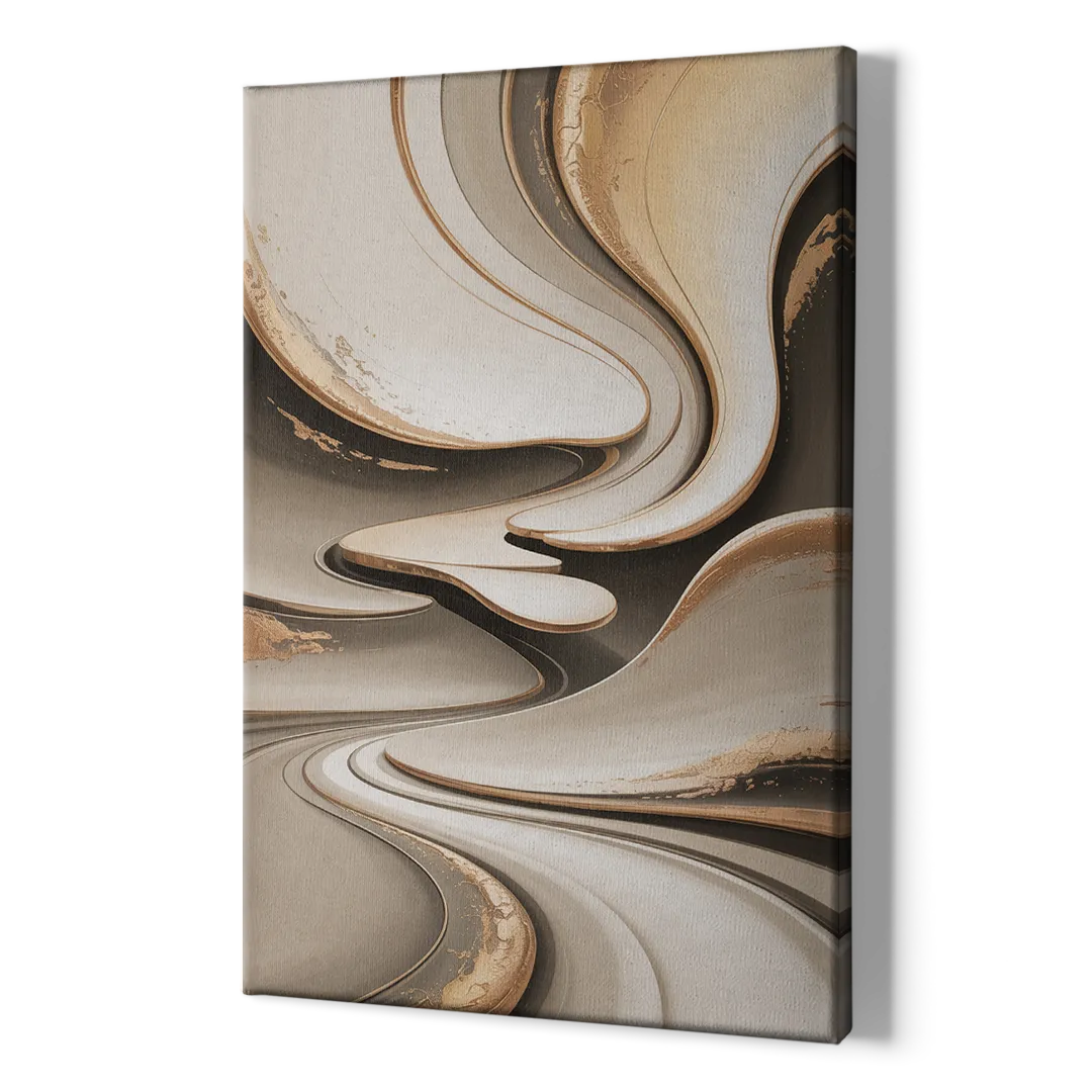 Serene Flow Beige Abstract - Canvas Print Art Sides