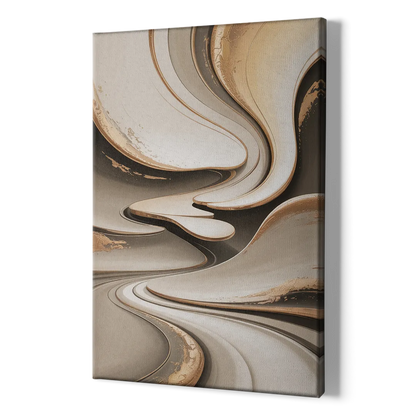 Serene Flow Beige Abstract - Canvas Print Art Sides