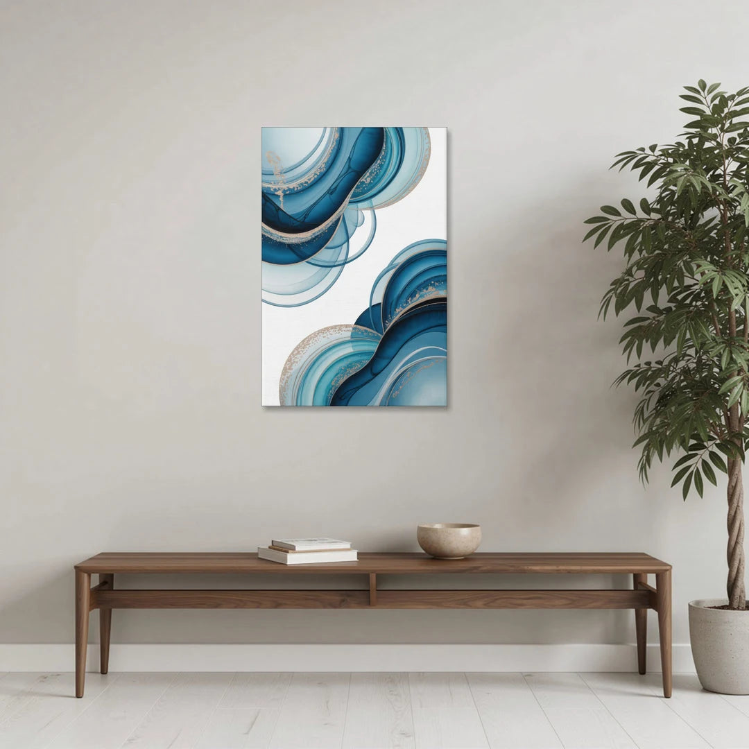Serene Flowing Opulence Blue Abstract - Canvas Wall Art - Coffee Table - 24x36