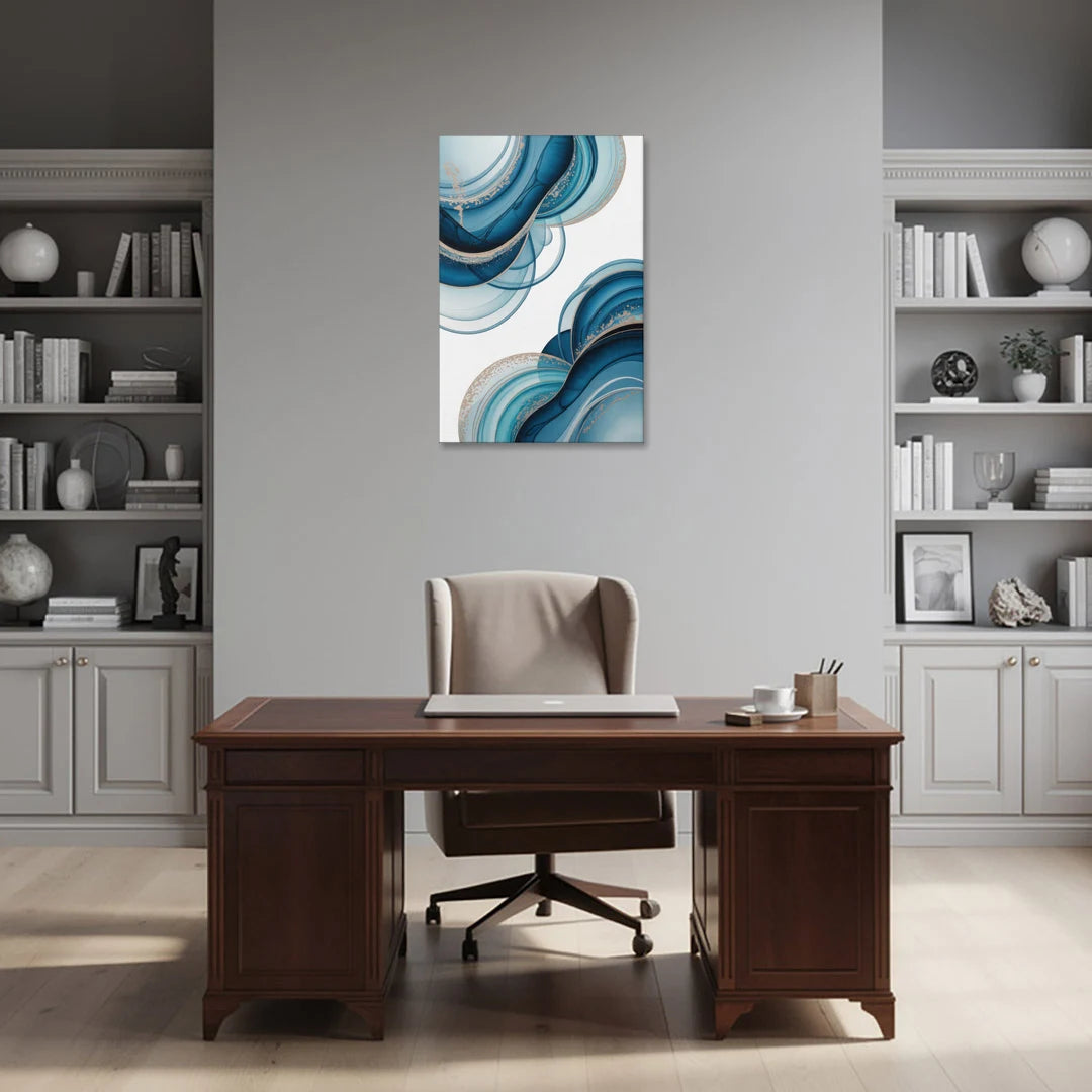 Serene Flowing Opulence Blue Abstract - Canvas Wall Art - Office - 24x36