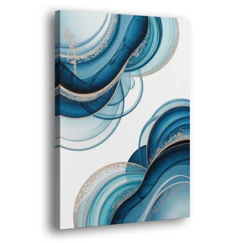 Serene Flowing Opulence Blue Abstract - Canvas Wall Art - Side