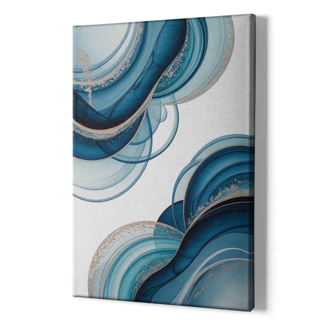 Serene Flowing Opulence Blue Abstract - Canvas Print Art Sides