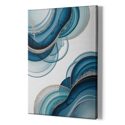 Serene Flowing Opulence Blue Abstract - Canvas Print Art Sides