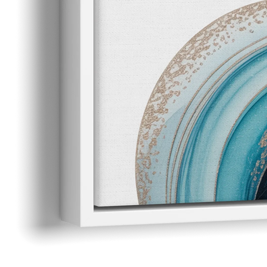 Serene Flowing Opulence Blue Abstract - Close-Up White Frame Canvas