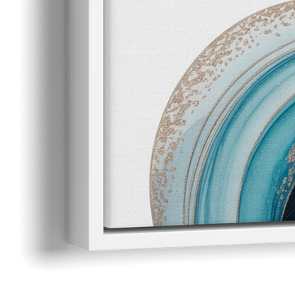 Serene Flowing Opulence Blue Abstract - Close-Up White Frame Canvas