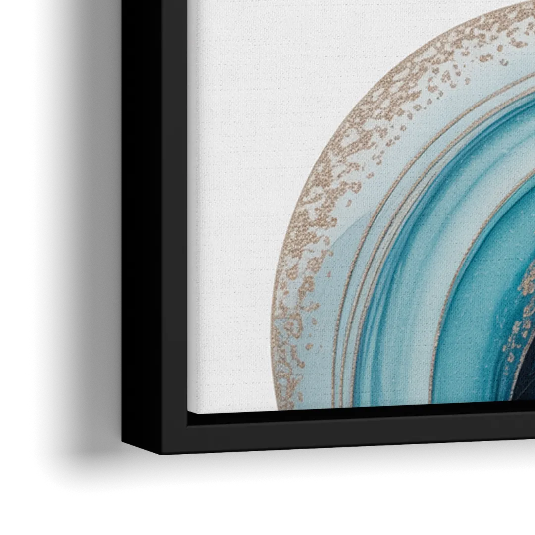 Serene Flowing Opulence Blue Abstract - Close-Up Black Frame Canvas