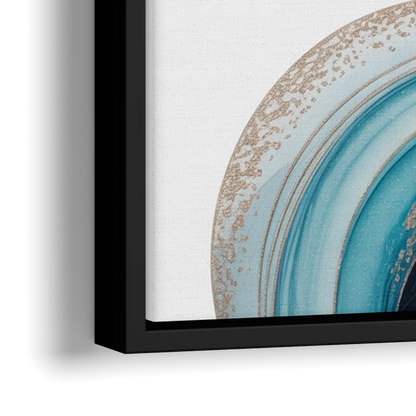 Serene Flowing Opulence Blue Abstract - Close-Up Black Frame Canvas
