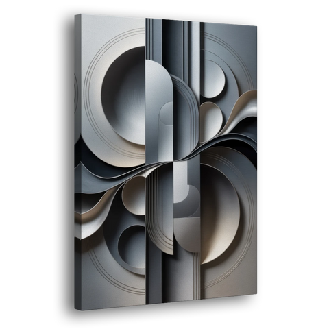Serene Geometric Elegance Grey Abstract - Canvas Wall Art - Side
