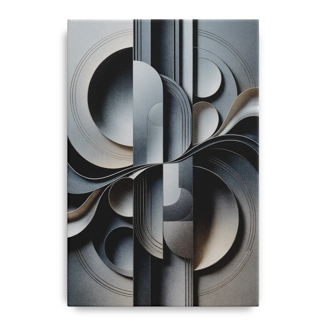 Serene Geometric Elegance Grey Abstract - Canvas Wall Art