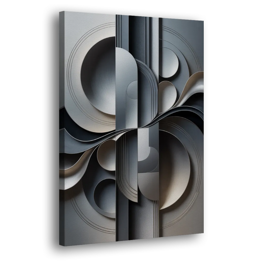 Serene Geometric Elegance Grey Abstract Side - Canvas Wall Art