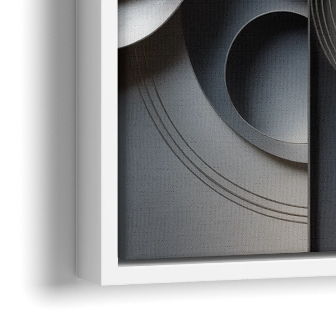 Serene Geometric Elegance Grey Abstract - Close-Up White Frame Canvas