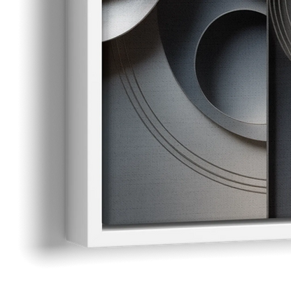 Serene Geometric Elegance Grey Abstract - Close-Up White Frame Canvas