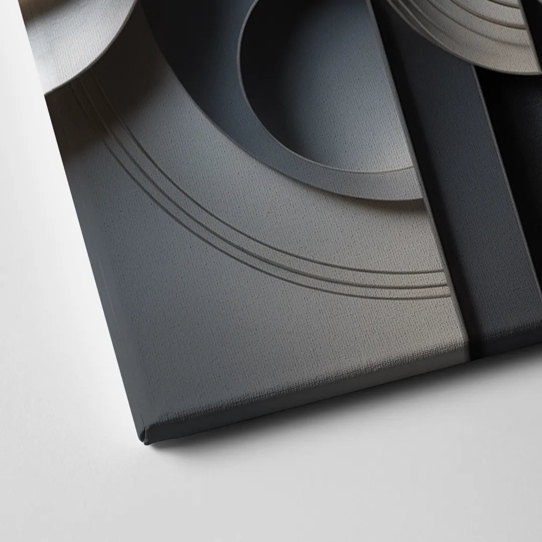 Serene Geometric Elegance Grey Abstract Canvas Close Up