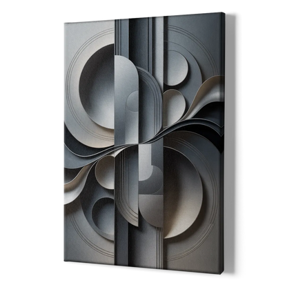 Serene Geometric Elegance Grey Abstract - Canvas Print Art Sides