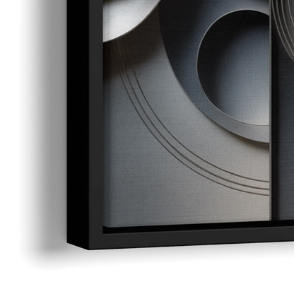 Serene Geometric Elegance Grey Abstract - Close-Up Black Frame Canvas