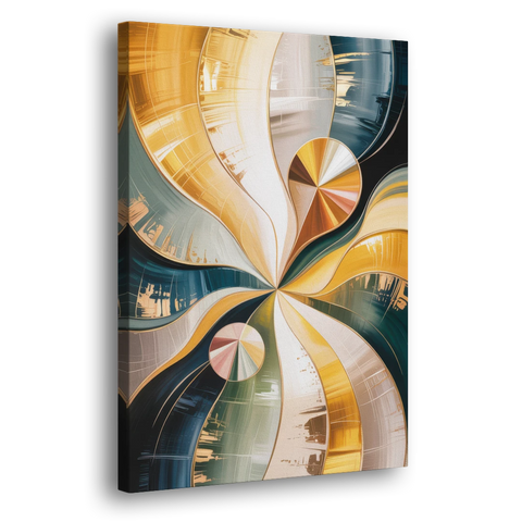 Serene Geometric Elegance Yellow and Grey Abstract - Canvas Wall Art - Side