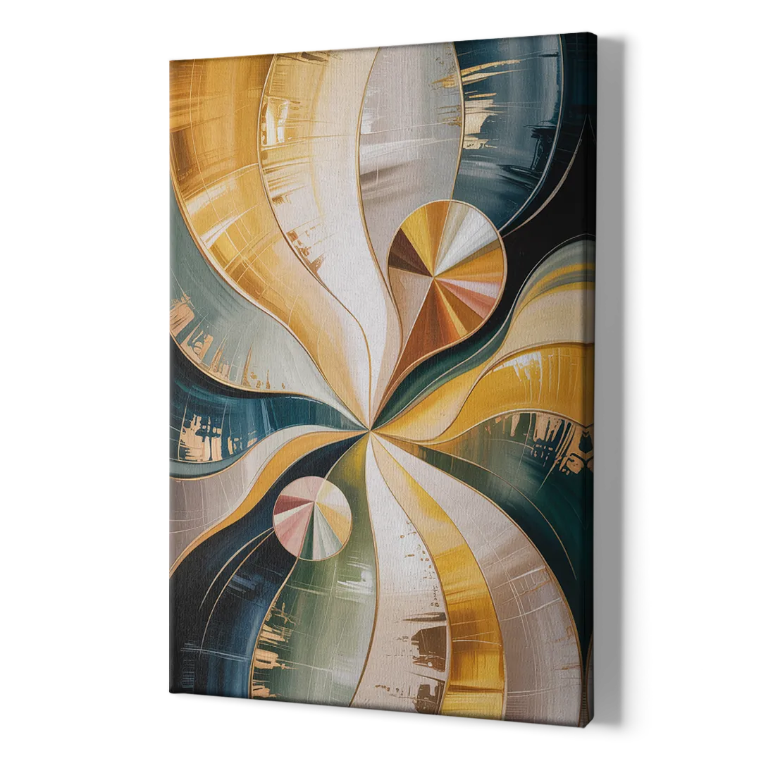 Serene Geometric Elegance Yellow and Grey Abstract - Canvas Print Art Sides