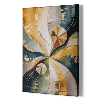 Serene Geometric Elegance Yellow and Grey Abstract - Canvas Print Art Sides