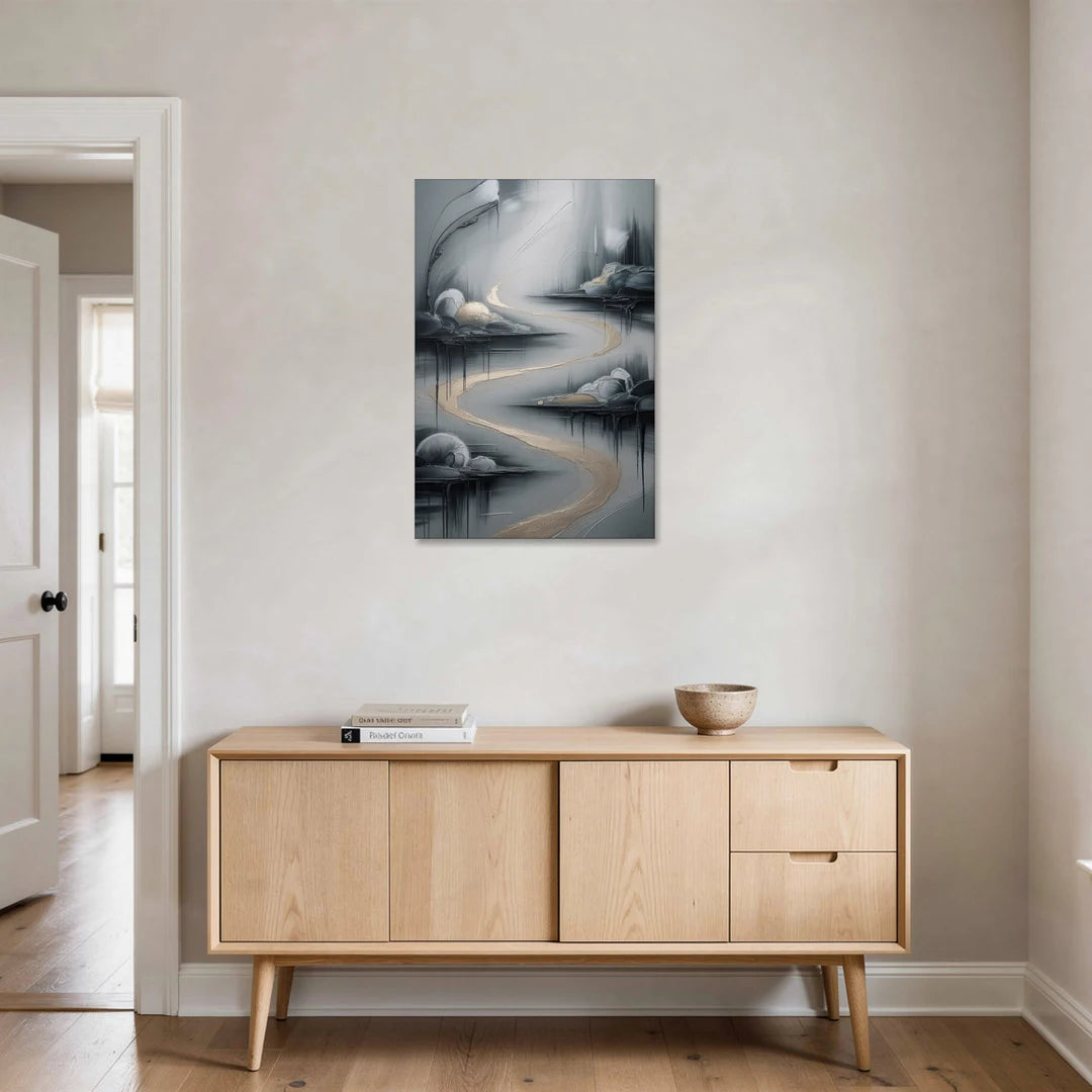 Serene Landscape Grey Abstract - Canvas Wall Art - Coffee Table - 24x36