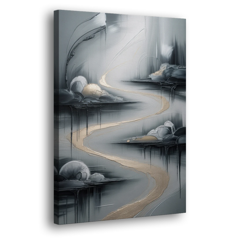 Serene Landscape Grey Abstract - Canvas Wall Art - Side