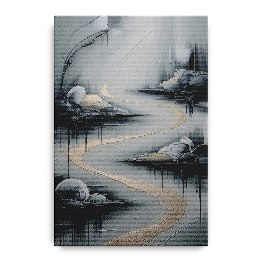 Serene Landscape Grey Abstract - Canvas Wall Art
