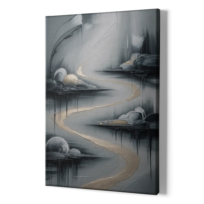 Serene Landscape Grey Abstract - Canvas Print Art Sides