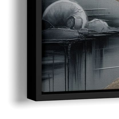 Serene Landscape Grey Abstract - Close-Up Black Frame Canvas