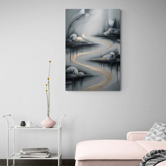 Serene Landscape Grey Abstract - Canvas Wall Art Living Room