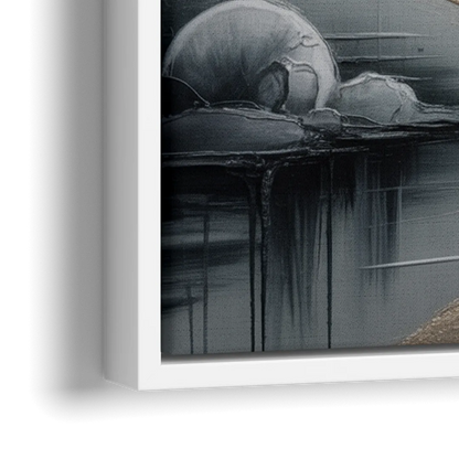 Serene Landscape Grey Abstract - Close-Up White Frame Canvas