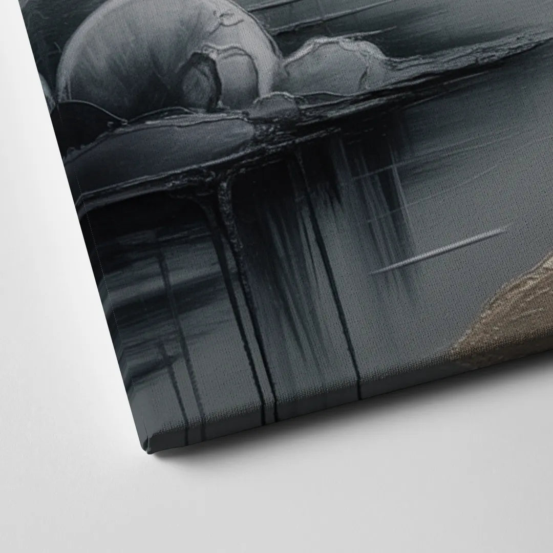 Serene Landscape Grey Abstract Canvas Close Up