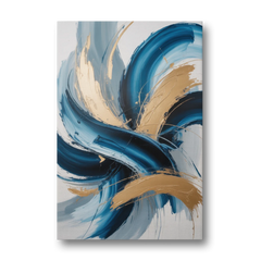 Serene Opulence Blue and Gold Abstract - Canvas Wall Art - Front