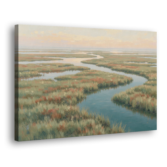 Serene Salt Marsh Creek at Morning - Canvas Wall Art - Side