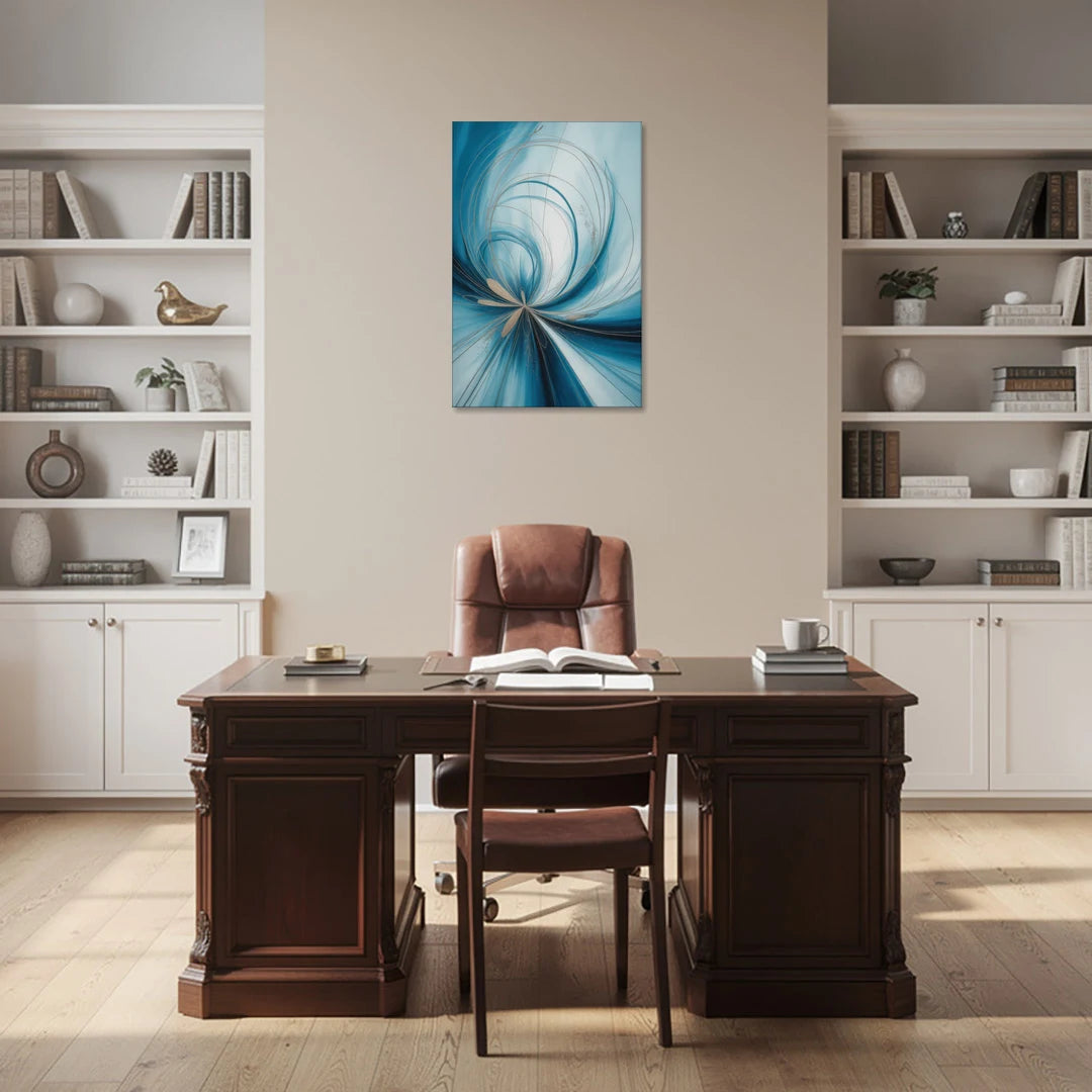 Serene Vortex Blue Abstract - Canvas Wall Art - Office - 24x36