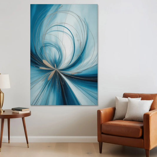 Serene Vortex Blue Abstract - Canvas Wall Art - Sofa - 40x60