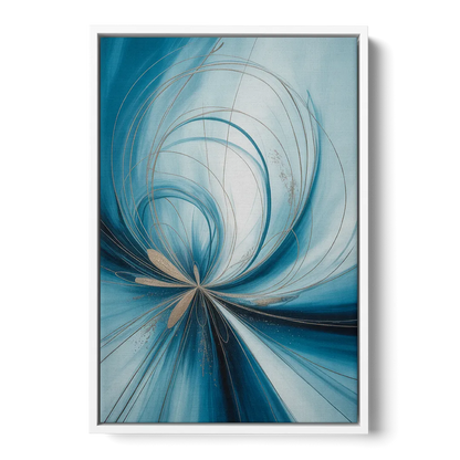 Serene Vortex Blue Abstract - White Frame Canvas
